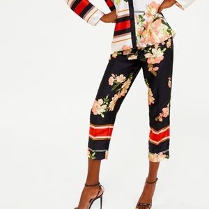 Zara Black Floral Satin Pant